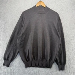 Gran Sasso Sweater Mens 56 Gray Pullover Knit Mock Neck Wool Pullover Preppy 90s - Picture 1 of 11