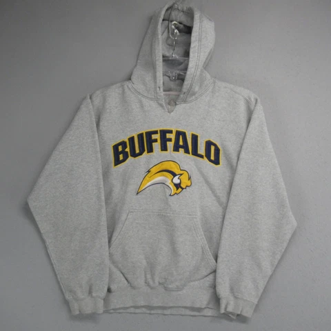 Vtg Buffalo Sabres Sweater Adult M Gray NHL Hockey Hooded Sweatshirt Hoodie Slug Cover