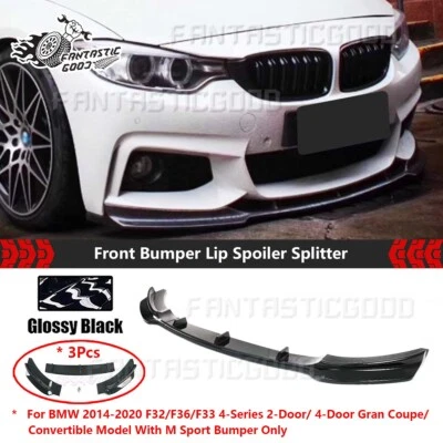 For BMW F32 F33 F36 4-Series M Sport 2014-2020 V Style Painted Front Bumper Lip - Image 1 of 4