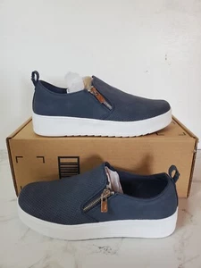 Nautica Women's Zipper Slip-On Oxford Low-Top Fashion Sneakers Size 8 NEW Navy - Picture 1 of 7