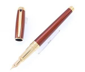 S.T.Dupont Fountain Pen Lind D L Guilloche Under lacquer Red Nib F 14K - Picture 1 of 14