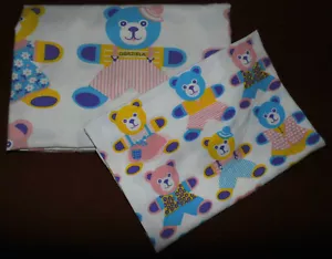 GRAZIELA Teddy Bären Kinder Bettwäsche Stoff 80er vintage fabric bedding 80s diy - Bild 1 von 12