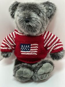 Gray 16"  Bear Plush  Flag Knit Hoodie Sweater Veteran's Memorial Day Dillards