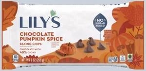 (2) LILY'S CHOCOLATE PUMPKIN SPICE BAKING CHIPS 9 OZ BAG NO SUGAR ADDED BB: 2/25 - Picture 1 of 3