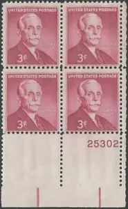Plate Block of 4 stamps - Scott 1072 - 3 cent - Andrew W. Mellon - 1955 - MNH - Picture 1 of 1