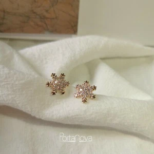 Orecchini da lobo donna neve rame placcato oro 14K argento sterling 925 zirconia - Foto 1 di 4
