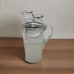 MCM MacBeth Evans Platinum Silver Rings Pitcher 32oz Clear Frosted (L) - Picture 1 of 5