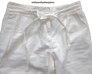 Womens White Linen NEXT Trousers Size 10 Long Leg 32" zz - Picture 1 of 7