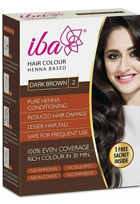 UK SELLER Iba Halal Care Hair Color, Dark Brown, 70g + Free Sachet