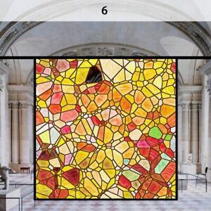 Retro European Colorful Painting Art Frosted Glass Film Church Window Door Decor