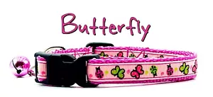 Butterfly cat or small dog collar 1/2" wide adjustable handmade bell or leash - Picture 1 of 12