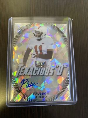 PAULSON ADEBO 2021 LEAF METAL DRAFT ROOKIE AUTO /30 Cracked Ice Tenacious D - Image 1 of 4