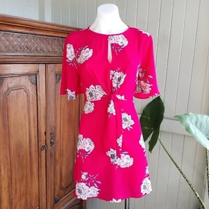 Tokito Petites Dress Size 12 Red Floral Short Sleeve A Line Mini Cocktail Party - Picture 1 of 12