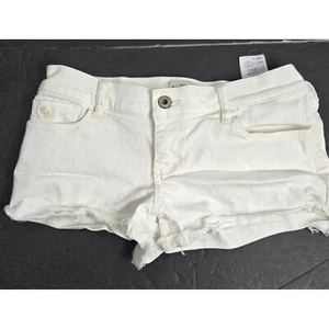 Abercrombie Kids White Denim Shorts Distressed Hem Girls Size 16 Y2K Cool Kid - Picture 1 of 8