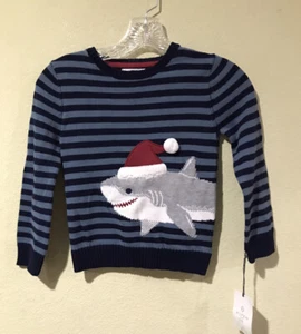 ASPEN KIDS Gray Blue Stripe Knit Sweater Shark Santa Hat Sz XS (4) NWT z7 - Picture 1 of 6