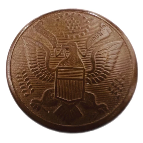 American USA Bakelite Military Uniform Button Women's Army Corps WAC Eagle Cover