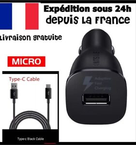 Chargeur VOITURE  Cable TYPE-C SAMSUNG ORIGINAL Galaxy S8 S9 Note 8 A5 2017
