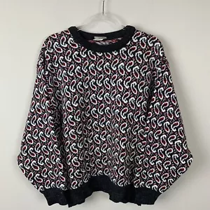 Maglione girocollo uomo Peter Werth vintage paisley grigio rosso bianco Inghilterra taglia M - Foto 1 di 7