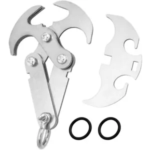Stainless Steel Large Grappling HookHeavyDuty Outdoor Carabiner Multi-Functional - Picture 1 of 8