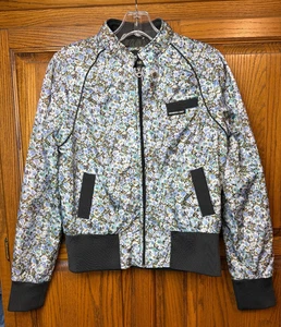 MO x Members Only Womens Ditsy Floral Bomber Jacket Blue Satin Size Large - Picture 1 of 12