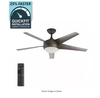 Home Decorators Ceiling Fan 52" Dimmable LED w/ Light Kit + Remote NEW - Image 1 of 4