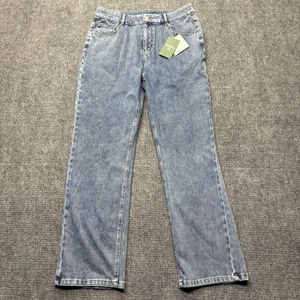Halara Jeans Womens Large (30x29) Blue Flex High Waist Straight Athleisure NEW - Picture 1 of 13