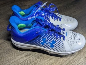 Mens Under Armour Yard Low MT Baseball Cleats, Blue/White, Sz 7 - Picture 1 of 9