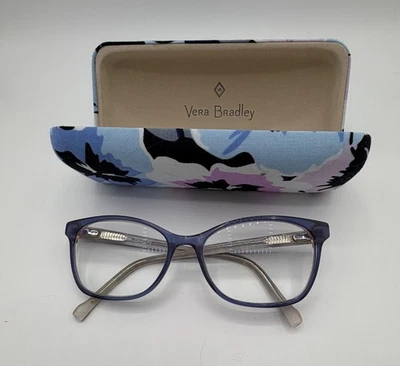 Óculos Vera Bradley MARLO PLUM PANSIES 52mm Usado Muito Bom Estado Correspondente Estojo Rígido - Imagem 1 de 4