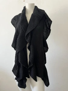 Vintage Renoma Paris Back Ruffled Infinity Long Knit Scarf Cape Vest - Picture 1 of 9