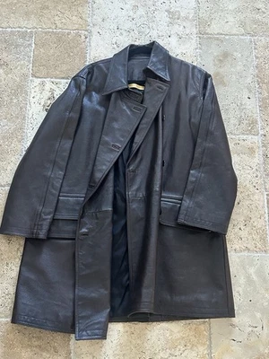 ABRIGO DE CUERO DE DISEÑADOR MARRÓN CHOCOLATE (FIRMA DONNA KARAN) Foto 1 de 4