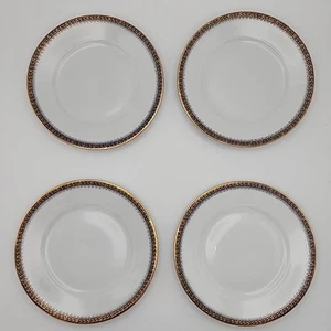 Juego de 4 Platos de Pan y Mantequilla Vintage 6.25" Borde Dorado y Azul - Imagen 1 de 11