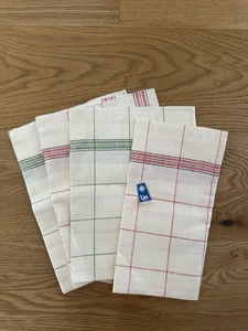 VINTAGE MADE IN FRANCE FLEUR BLEUE lot 4 torchons anciens NEUFS LIN  54 /75 cm - Photo 1/12