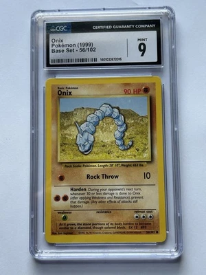 Onix Pokemon 1999 Base Set Unlimited 56/102 Graded CGC 9 Mint - Image 1 of 2