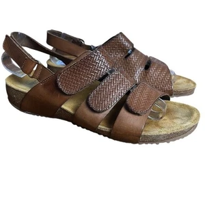 Sandali con zeppa OTBT Pricilla scarpe con cinturino in pelle marrone ricca taglia 9 - Foto 1 di 16