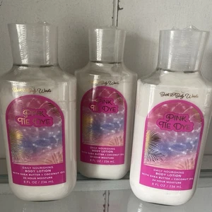 Bath & Body Works LOT of 3 Pink Tie Dye Daily Nourishing Body Lotion  8 oz - Picture 1 of 6