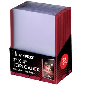 Ultra Pro Proteggi Carte Toploader con bordo colorato 3 x 4 25ct Colore Rosso - Foto 1 di 2
