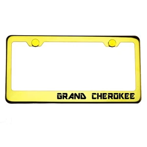 Marco de matrícula cromado dorado GRAND CHEROKEE, tapa de rosca de metal grabado con láser - Imagen 1 de 8
