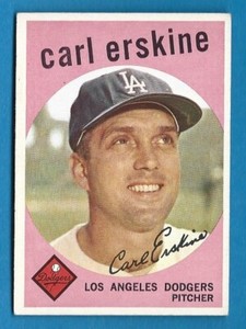 1959 Topps Baseball Card # 217 Carl Erskine - G/B - Exmt