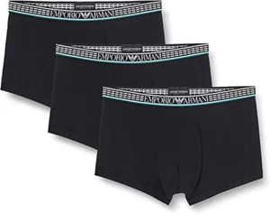 Emporio Armani Men's Silver Fit 3 Pack Trunk Boxer Brief Underwear _Black - Picture 1 of 8