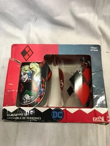 Harley Quinn Glassware Set DC Comics Joker Zak! Batman Mad Love Stinks New - Picture 1 of 5