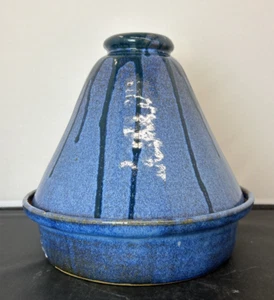 Blue Glazed Terracotta Clay Tajine Tagine Cooking/Serving Pot 9" x 8.5" Charity - Bild 1 von 15
