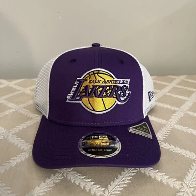 Gorra elástica a presión Los Angeles Lakers New Era malla trasera Trucker 9SEVENTY **NUEVA** Foto 1 de 4