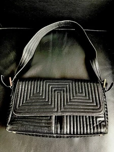 Vintage 90s Classic Elegant Bally black leather Quilted Handbag designer - Picture 1 of 15
