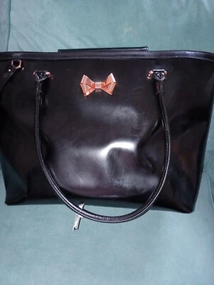 Nuevo* Ted Baker Bolso de Mano/Tote Cuero Negro Lg Cobre Herramientas Raro Brillante Extinto Foto 1 de 4