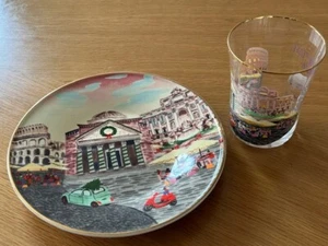 NUEVO Anthropologie Holiday in the City Roma Plato de ensalada de postre y juego de vasos de jugo - Imagen 1 de 4