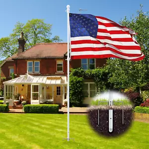 Ground Sturdy Flagpole rod 8.2' high for front back yard landscape w/o flag - Picture 1 of 6