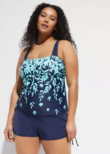Freemans Aqua/Navy Blue Floral Tankini Set (FJ26-15) - Picture 1 of 3