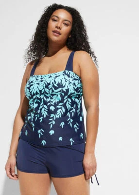 Freemans Aqua/Navy Blue Floral Tankini Set   (FJ26-15) - Image 1 of 3