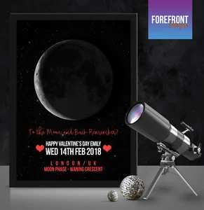 Personalised moon phase print - perfect gift engagement/anniversary/valentines - Picture 1 of 4