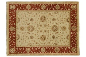 Afghan Chobi Ziegler Teppich Handgeknüpft 150x200 Beige Blumenmuster Wolle - Picture 1 of 8